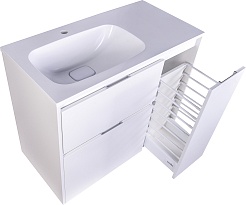 Style Line Тумба с раковиной Барселона 90 L белая с б/к Люкс Plus – фотография-4